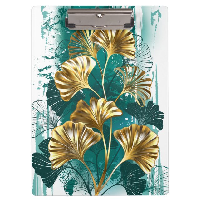 Branch with Golden Leaves Ginko Biloba Clipboard (Front)