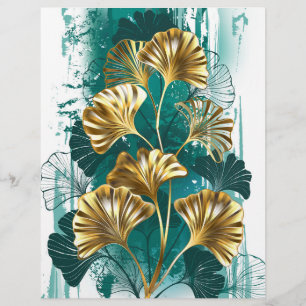 Branch with Golden Leaves Ginko Biloba Custom Letterhead