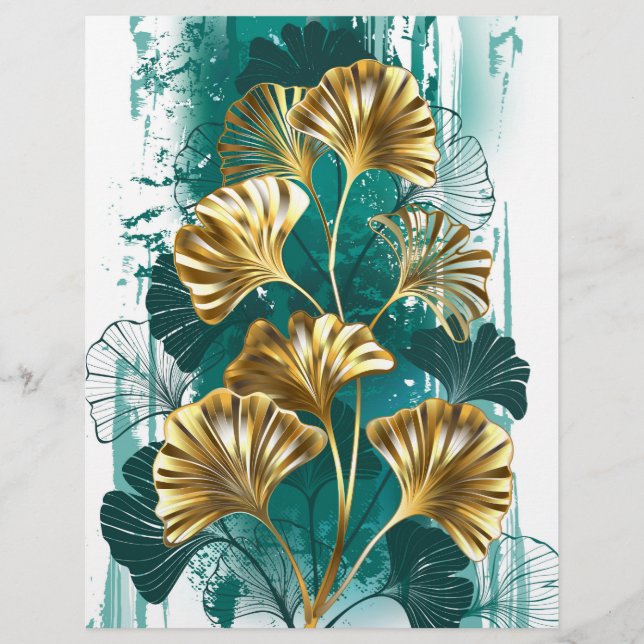 Branch with Golden Leaves Ginko Biloba Custom Letterhead (Front)