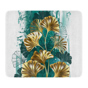 Branch with Golden Leaves Ginko Biloba Cutting Board