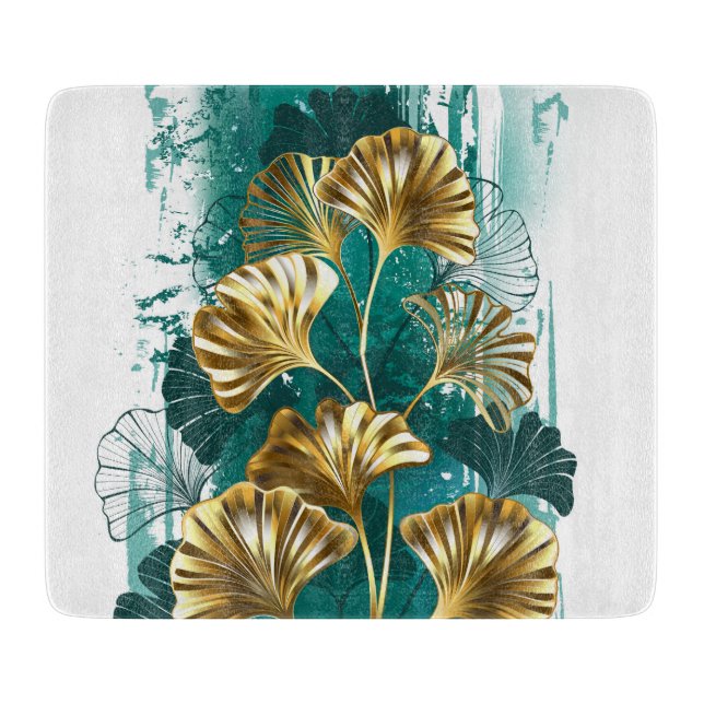 Branch with Golden Leaves Ginko Biloba Cutting Board (Front)