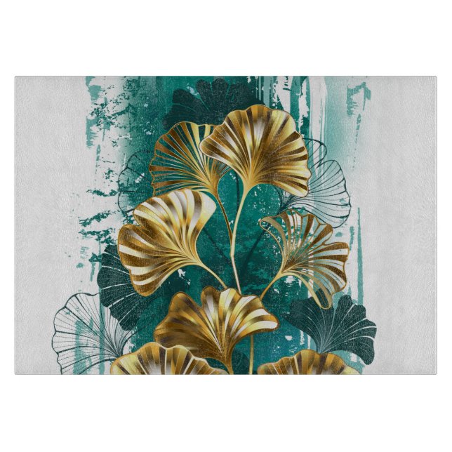 Branch with Golden Leaves Ginko Biloba Cutting Board (Front)