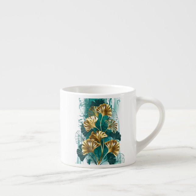 Branch with Golden Leaves Ginko Biloba Espresso Cup (Right)