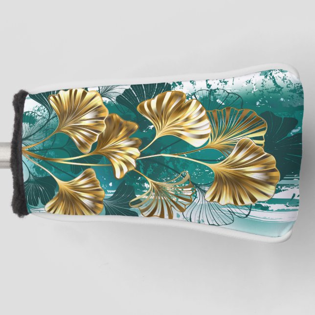 Branch with Golden Leaves Ginko Biloba Golf Head Cover (Front)