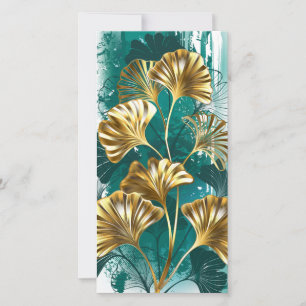 Branch with Golden Leaves Ginko Biloba Holiday Card