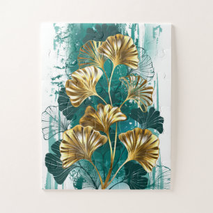 Branch with Golden Leaves Ginko Biloba Jigsaw Puzzle