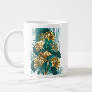 Branch with Golden Leaves Ginko Biloba Large Coffee Mug