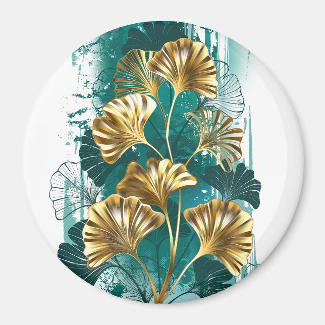 Branch with Golden Leaves Ginko Biloba Magnet (Front)