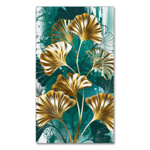 Branch with Golden Leaves Ginko Biloba Magnetic Business Card