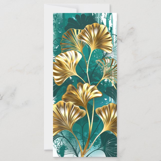 Branch with Golden Leaves Ginko Biloba Magnetic Invitation (Front)