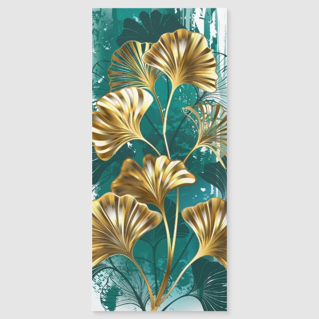 Branch with Golden Leaves Ginko Biloba Magnetic Invitation (Front)