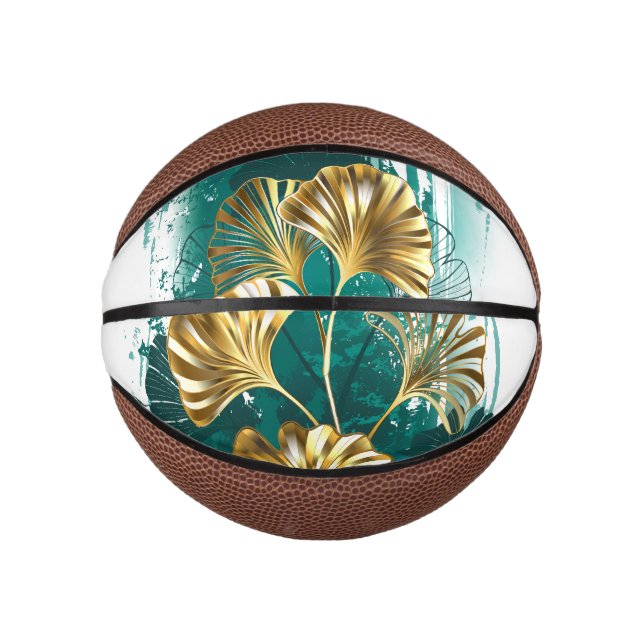 Branch with Golden Leaves Ginko Biloba Mini Basketball (Front)