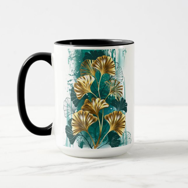 Branch with Golden Leaves Ginko Biloba Mug (Left)