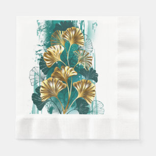 Branch with Golden Leaves Ginko Biloba Napkin