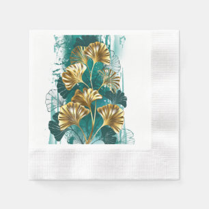 Branch with Golden Leaves Ginko Biloba Napkin