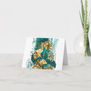 Branch with Golden Leaves Ginko Biloba Note Card