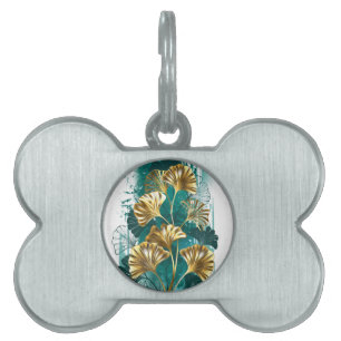 Branch with Golden Leaves Ginko Biloba Pet ID Tag