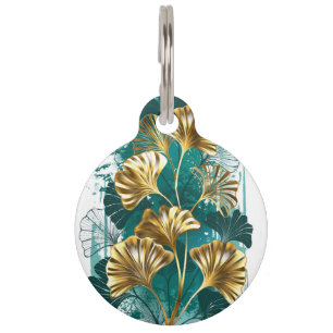 Branch with Golden Leaves Ginko Biloba Pet Tag
