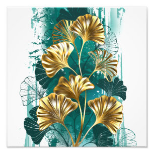 Branch with Golden Leaves Ginko Biloba Photo Print