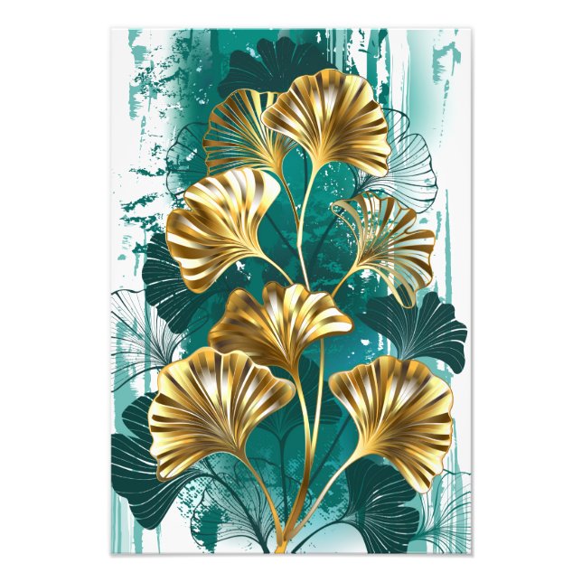 Branch with Golden Leaves Ginko Biloba Photo Print (Front)