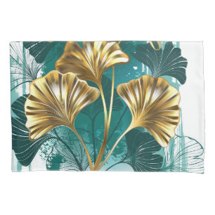 Branch with Golden Leaves Ginko Biloba Pillowcase