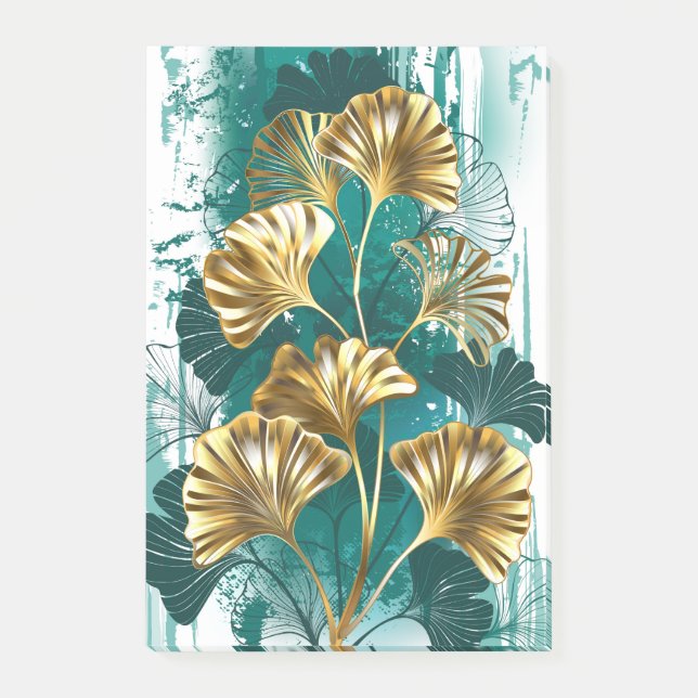 Branch with Golden Leaves Ginko Biloba Post-it Notes (Front)