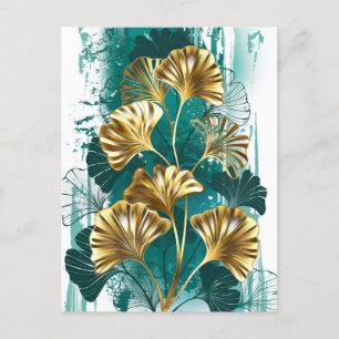 Branch with Golden Leaves Ginko Biloba Postcard