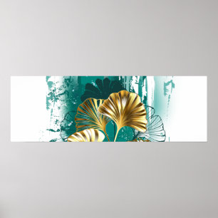 Branch with Golden Leaves Ginko Biloba Poster