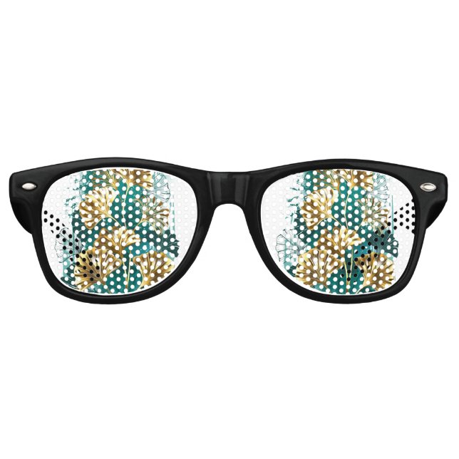 Branch with Golden Leaves Ginko Biloba Retro Sunglasses (Front)