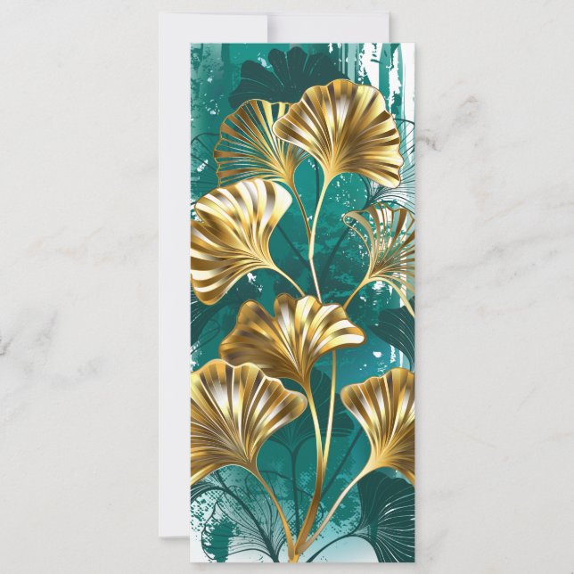 Branch with Golden Leaves Ginko Biloba Save The Date (Front)