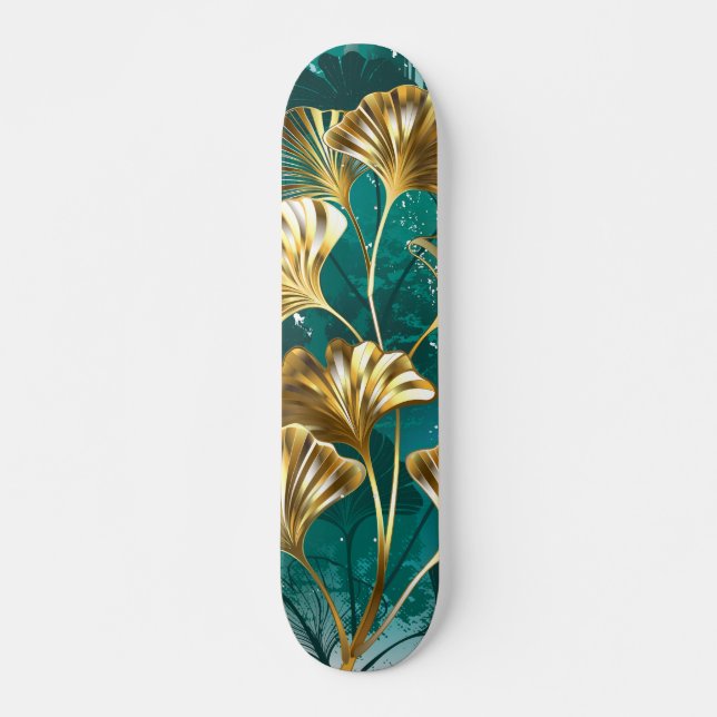 Branch with Golden Leaves Ginko Biloba Skateboard (Front)