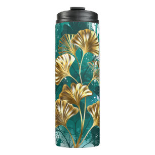 Branch with Golden Leaves Ginko Biloba Thermal Tumbler