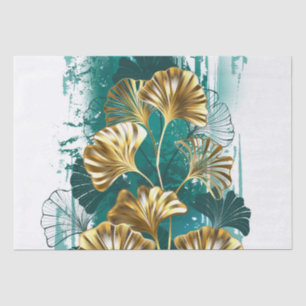 Branch with Golden Leaves Ginko Biloba Tissue Paper