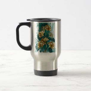 Branch with Golden Leaves Ginko Biloba Travel Mug