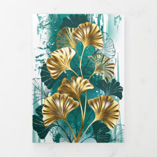 Branch with Golden Leaves Ginko Biloba Tri-Fold Programme