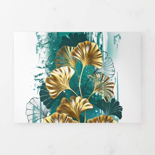 Branch with Golden Leaves Ginko Biloba Tri-Fold Programme (Cover)