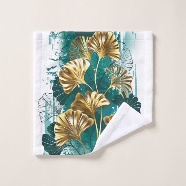 Branch with Golden Leaves Ginko Biloba Wash Cloth (Wash Cloth)