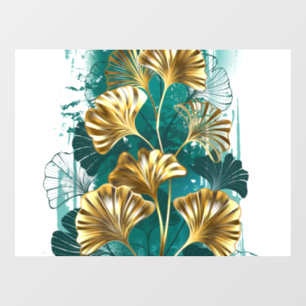 Branch with Golden Leaves Ginko Biloba Window Cling