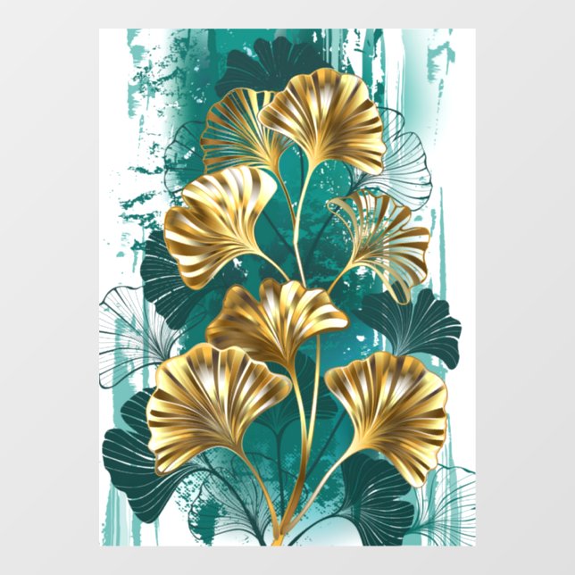 Branch with Golden Leaves Ginko Biloba Window Cling (Sheet)