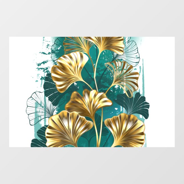 Branch with Golden Leaves Ginko Biloba Window Cling (Sheet)