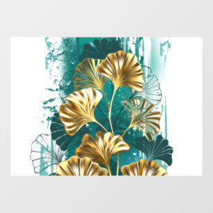 Branch with Golden Leaves Ginko Biloba Window Cling