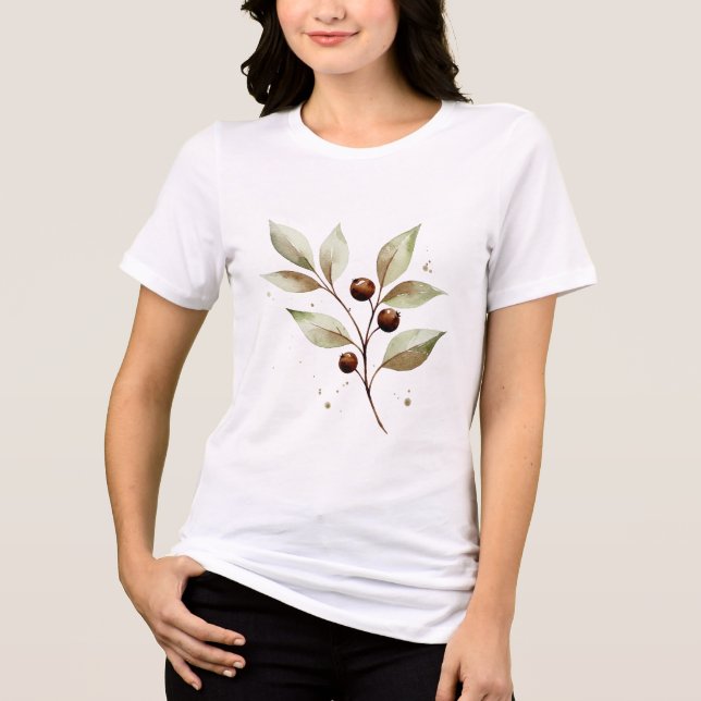 Branch with leaves Tri-Blend shirt (Front)