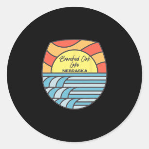 Branched Oak Lake Nebraska Ne Sunset Vacation Souv Classic Round Sticker