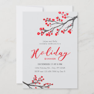 Branches and Berries Holiday Dinner Invitation