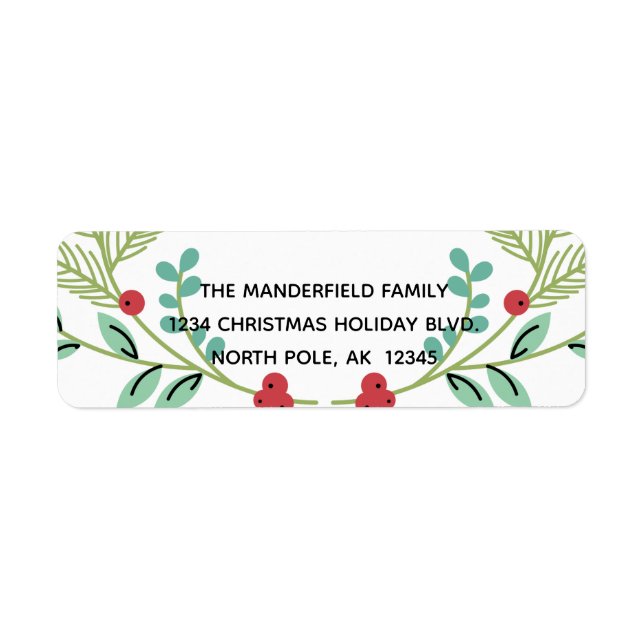 Branches and Berries Holiday Return Address Labels (Front)