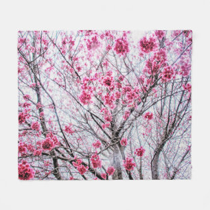 Branches and Blooms of a Cherry Tree Fleece Blanket