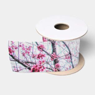 Branches and Blooms of a Cherry Tree Satin Ribbon
