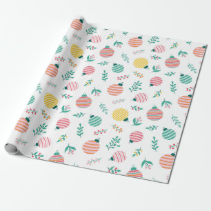 Branches and Ornaments Pattern Wrapping Paper