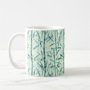 Branches bamboo, white, green, leaves, bamboo coffee mug
