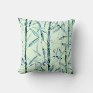 Branches bamboo, white, green, leaves, bamboo cushion